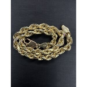 Jewelery Solid 10k Yellow Italian Gold Diamond Cut Rope Bracelet 4.18mm 8”